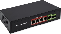 Switch Fast Ethernet PoE med 4x RJ45 PoE, 1x RJ45 Uplink og 1x SFP