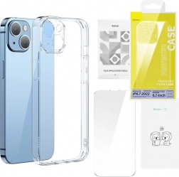 Baseus SuperCeramic gennemsigtigt glasset etui og sæt med hærdet glas til iPhone 14 – Plus