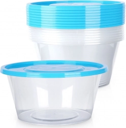 Sæt med runde madopbevaringsdåser med låg 650 ml, 10 stk.