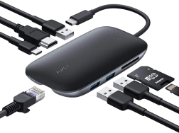 Aukey USB‑C hub 8‑i‑1 med HDMI 4K, Gigabit Ethernet og Power Delivery 100 W