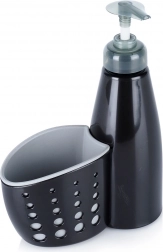 Dispenser til opvaskemiddel med rum til svamp, sort, 370 ml