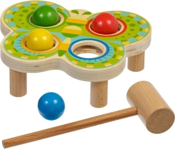 Træbanke-legetøj Sommerfugl med 4 farvede kugler