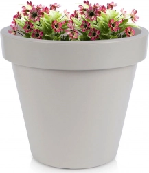 Plast udendørs rund beige plantekrukke 39 × 35 cm