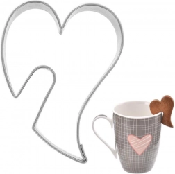 Rustfrit stål udstiksform til småkager hjerte 5,5 cm med udskæring til krus