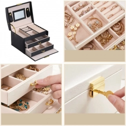 LELANI smykkeskrin i flere niveauer, premium smykkeboks – sort