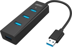 Hub 4x USB 3.0 med BC1.2 support, sort