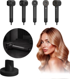 Multifunktionel hårtørrer 5-i-1 med ionisering, sort