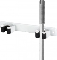 Vægmonteret dobbelt holder til moppe, kost og værktøj