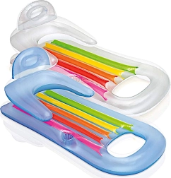 Oppustelig flydende luftmadras med ryglæn og kopholder INTEX