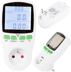 Stik-wattmeter med bagbelyst display til måling af forbrug