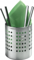 Drypbakke og holder i rustfrit stål til køkkenredskaber, sølvfarvet