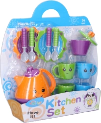 Farverigt tesæt med ansigter til børn