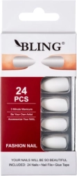 Kunstige negle, BLING Fashion Nail Tips (24 stk) - hvide, matte