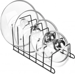 Metal organizer til låg og tallerkener, sort