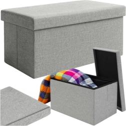 Grå tekstilpouf med opbevaringsplads 76x38x38 cm Ruhhy