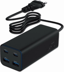Universell oplader 100W GaN 2xUSB-A 2xUSB-C hurtig opladning sort