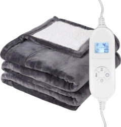 Dobbeltsidet elektrisk tæppe 160 × 180 cm med fjernbetjening og temperaturregulering
