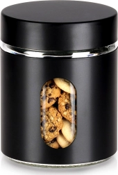 Glaskrukke til tørvarer med sort skruelåg 650 ml