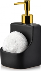 Keramisk sæbedispenser med rum til svamp, sort 400 ml