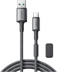 Joyroom USB–USB‑C kabel 1,2 m med magnetisk klips, hurtig opladning 3A, grå