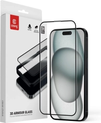 3D hærdet glas 9H Full Glue til iPhone 16 / iPhone 15 med installationsramme