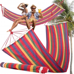 Have-hængekøje med træspredere 200 × 80 cm, stribet