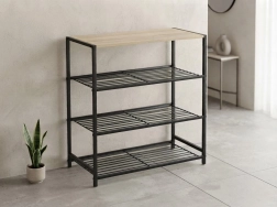 Reol med 4 niveauer 60 × 30 × 63,5 cm, sort med lys topplade