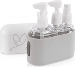 Rejseflasker til kosmetik i etui, 4-delt sæt