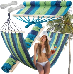 Havehængekøje med træspreader, stribet, 200 × 80 cm