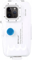 PULUZ vandtæt plastetui til iPhone 15 Plus, 15 Pro Max, 14 Plus, 14 Pro Max, 13 Pro Max, 12 Pro Max og 11 Pro Max – hvid