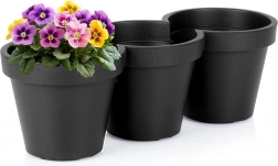 Plastisk tredobbelt blomsterkrukke sort 39,5 cm