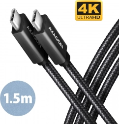 AXAGON BUCM32 USB‑C-kabel 3.2 Gen 2x2 20 Gb/s, 4K/60 Hz, PD 100 W, 1,5 m, flettet