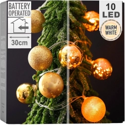 Lysende julekugler 10 LED, guld, 4 cm