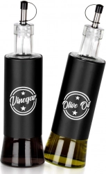 Glasdispenser til olie og eddike 300 ml, sorte, sæt med 2 stk.