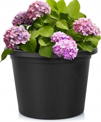 Udendørs plastblomsterkrukke sort rund 34 cm