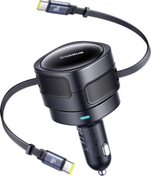 Baseus biloplader med dual USB-C 60 W sort