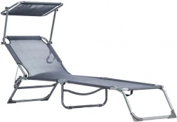 Justerbar haveliggestol med solskærm, grå MultiGarden