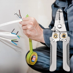 Multifunktionelle afisolering- og krympe­tænger til kabler 0,8–3,2 mm 7-i-1