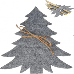 Filtbestikholdere i juletræsform, grå, sæt med 4 stk.