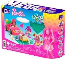 Byggesæt Barbie Color Reveal lyserød cabriolet med picnic