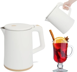 Rejsevenlig trådløs elkedel 1,2 l med drejbar base, hvid