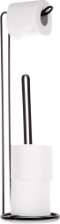 Metalfri stående toiletrulleholder, sort, 54 cm