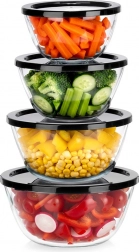 Glaskåle med låg 4 stk 750 ml, 1 l, 1,5 l, 2 l