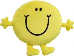 Plysbamse-pude MR. HAPPY – stor gul smilende pude