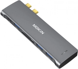 USB-C HUB 6 i 2 til MacBook MOKIN (sølv)