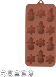 Silikoneform til chokolade jul 12 former brun - 1 stk.