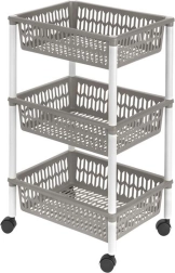Kurvereol på hjul, 3 etager, 40 × 30 × 66 cm, plast
