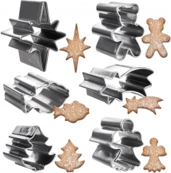 Sæt med mini jule-udstikkere i rustfrit stål, 6 stk (2 cm)