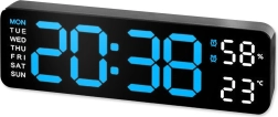 RENEW FORCE elektronisk LED-vækkeur XXL med termometer og hygrometer
