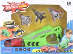 Affyringsrampe med lille bil og fly til børn